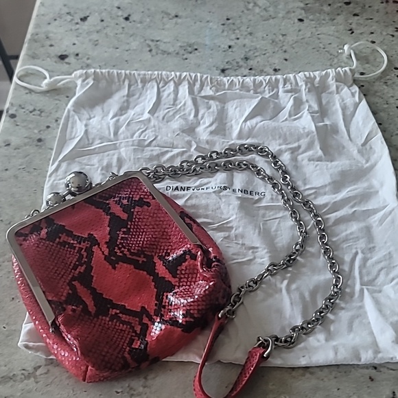 DVF Red Snakeskin Bag - Picture 1 of 4